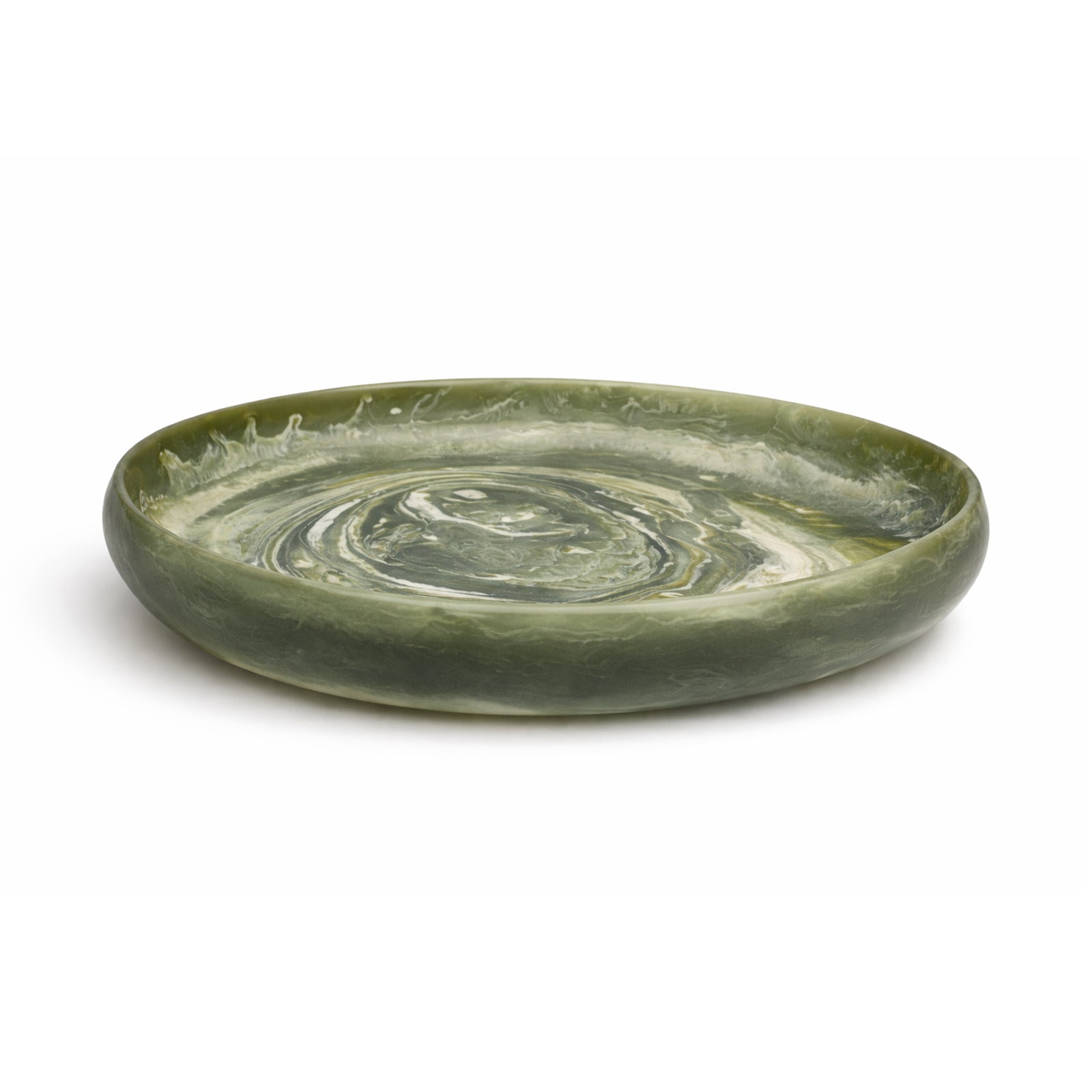 Matte Resin Oval Bowl – Dark Green & White Ombre ORCA HOME